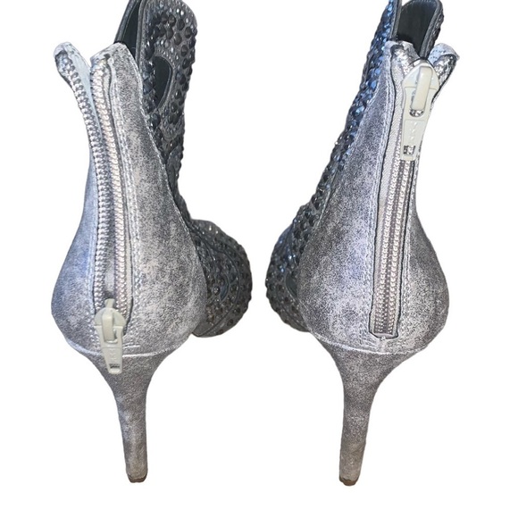 GIANNI BINI Platinum Silver Merillee Rhinestone Bootie Open Toe size 7M - Picture 5 of 6